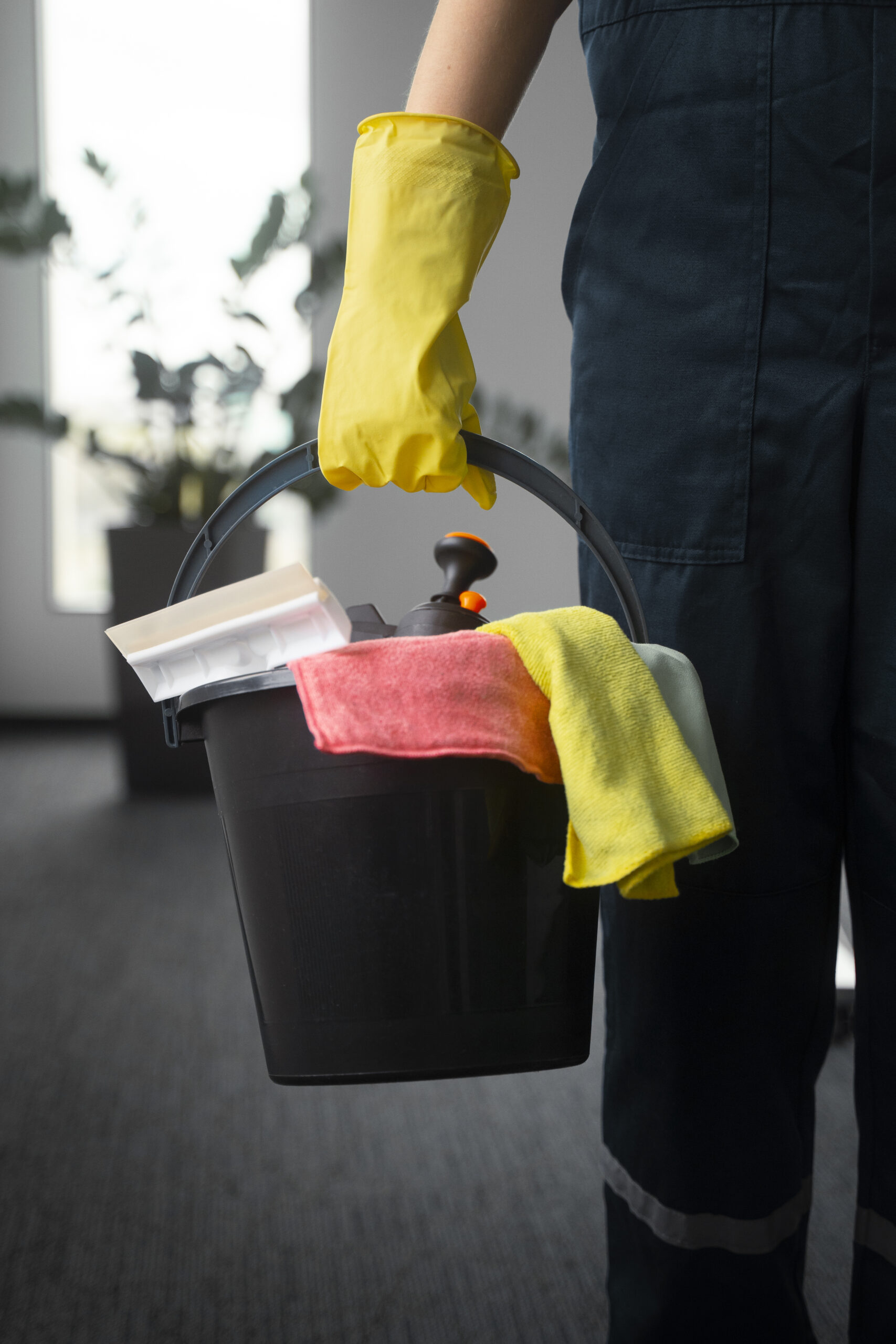 man cleaning indoors