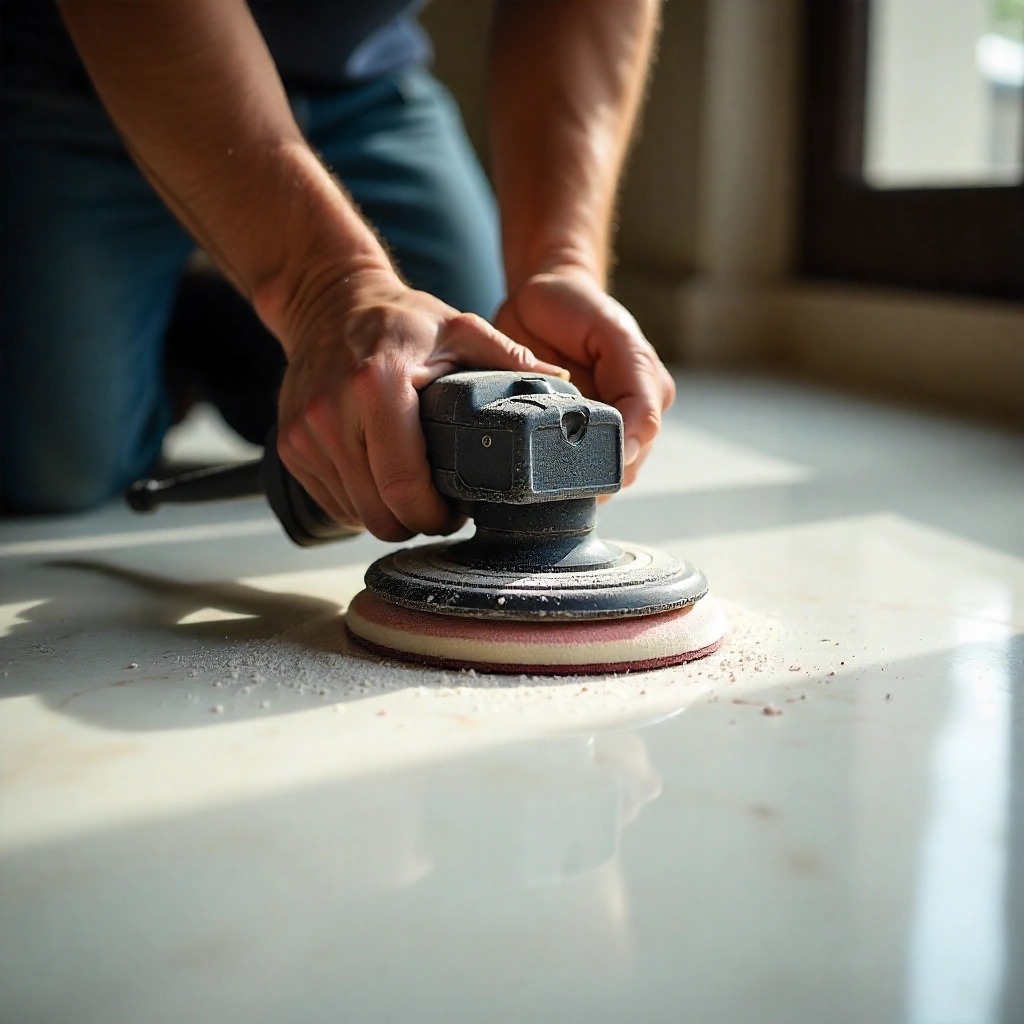 marble grinding by a worker in State Facility