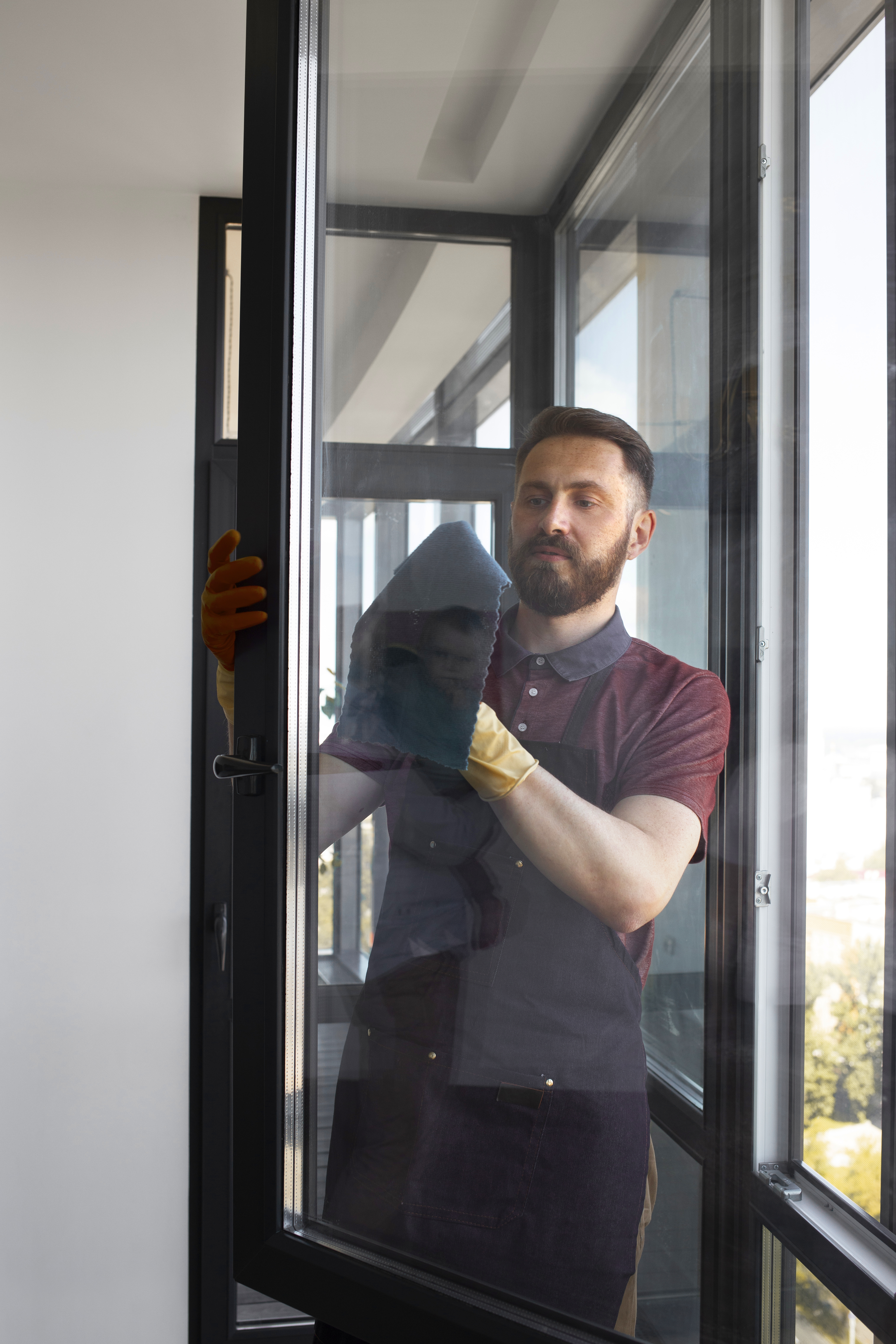 man servant washing windows