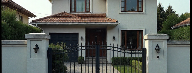 suburban house with fencing