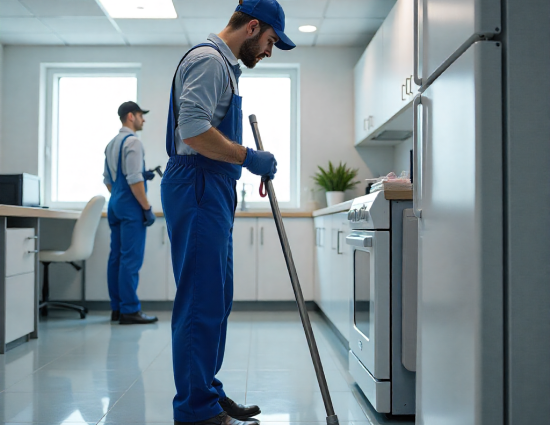 cleaning floor