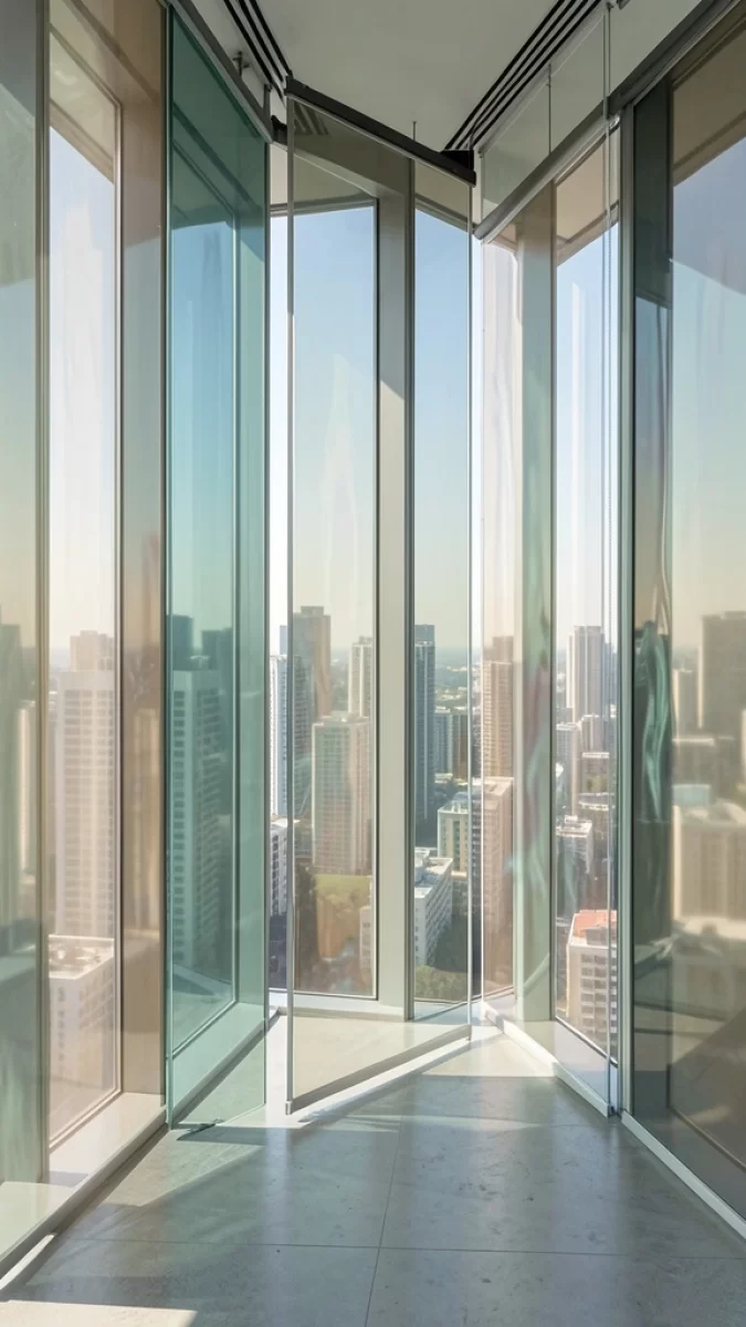 pdlc smart film installation in high rise building