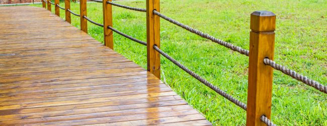 wood pathway in a park